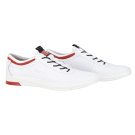 Polbut Scarpe sportive casual da uomo in pelle K23, bianche con rosso bianco 2