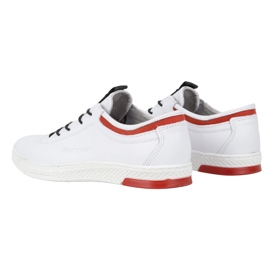 Polbut Scarpe sportive casual da uomo in pelle K23, bianche con rosso bianco 4