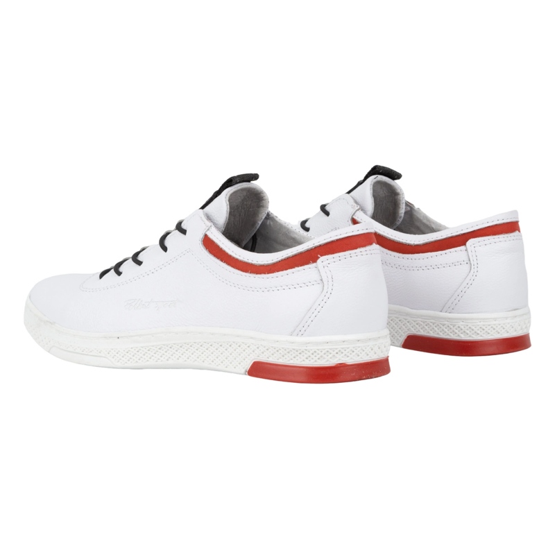 Polbut Scarpe sportive casual da uomo in pelle K23, bianche con rosso bianco 4