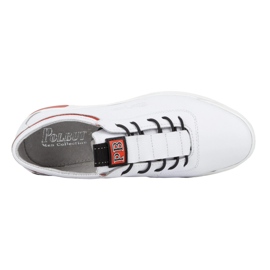 Polbut Scarpe sportive casual da uomo in pelle K23, bianche con rosso bianco 5
