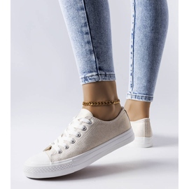 Sneakers bianche lucide Vignette beige 1