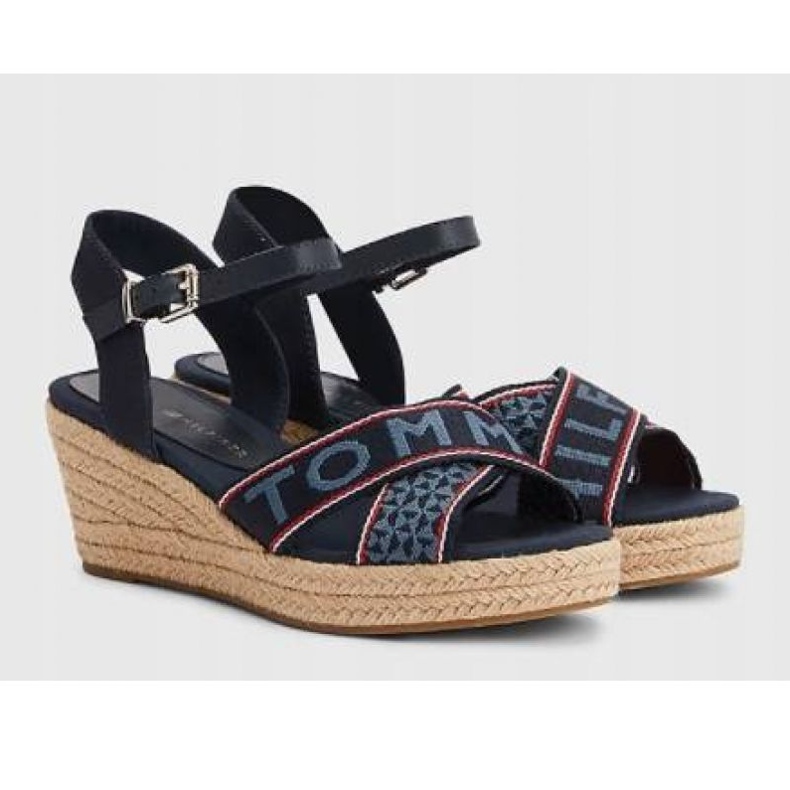 Tommy Hilfiger Webbing Sandalo con zeppa bassa W FW0FW06297 blu 1