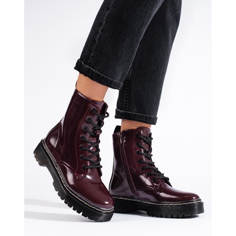 Vinceza Stivali stringati da donna sulla piattaforma Shelovet marrone rosso 1