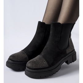 Stivaletti neri con zirconi Grinzane in eco-camoscio nero 1