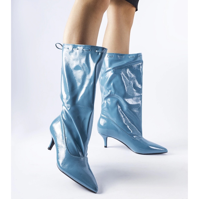 Stivali Clinton blu con tacco basso 1