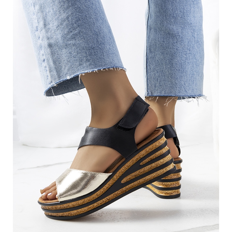 Espadrillas dorate su zeppe Burley d'oro 1