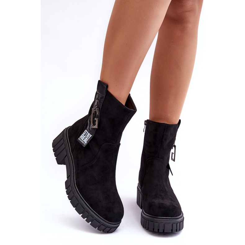 Stivali da donna in pelle scamosciata nera nero 2