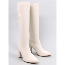 Stivali Elisha Beige elasticizzati con tacco alto 1