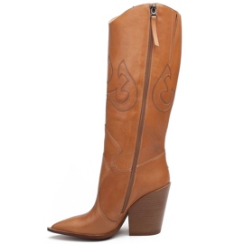 Marco Shoes Stivali texani da donna marroni Marco 1399K con laser marrone 1