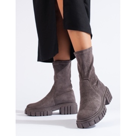 Stivaletti da donna Shelovet in camoscio grigio 1