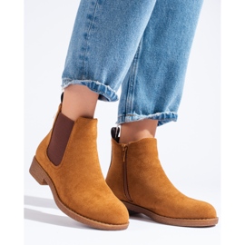 Stivaletti Chelsea da donna di Shelovet in camoscio color cammello marrone 1