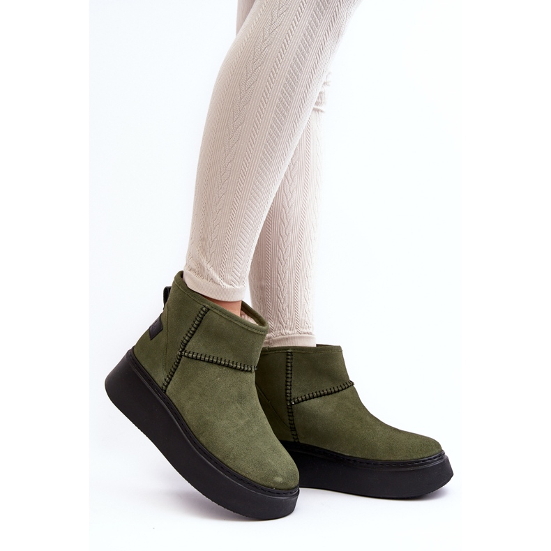 Stivali da neve in pelle scamosciata da donna Maciejka 06257-24 Oliva verde 2