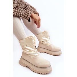 Stivali da neve da donna su suola spessa con cerniera GOE MM2N4079 Beige 1