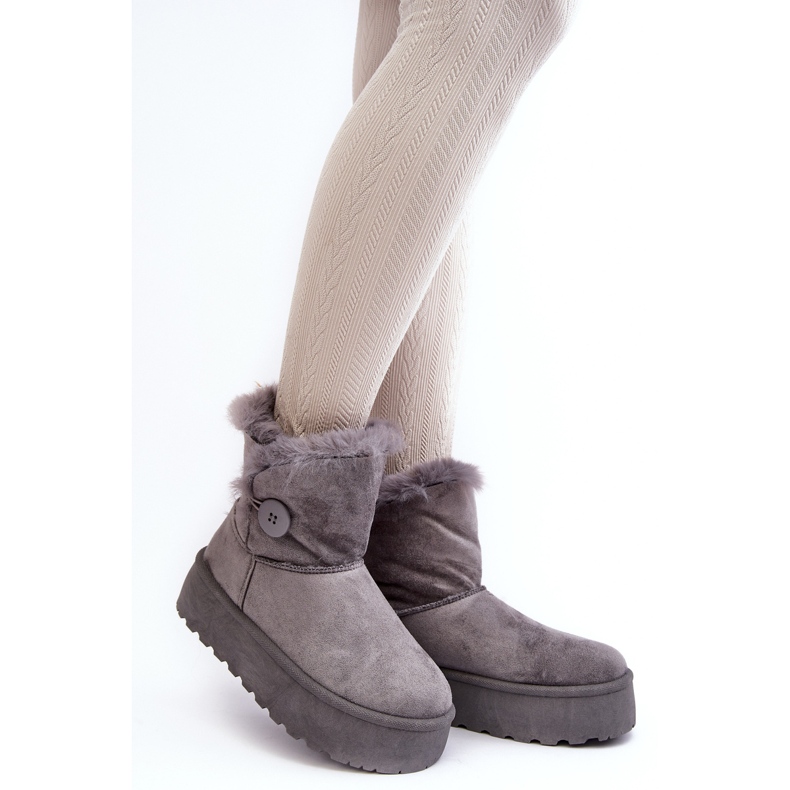 Stivali da neve con plateau da donna con pelliccia, Vikas grigio 2