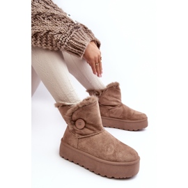 Stivali da neve con plateau da donna con pelliccia, Vikas beige 2