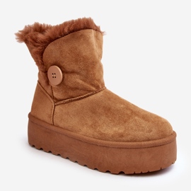 Stivali da neve con plateau da donna con pelliccia Vikas color cammello marrone 1