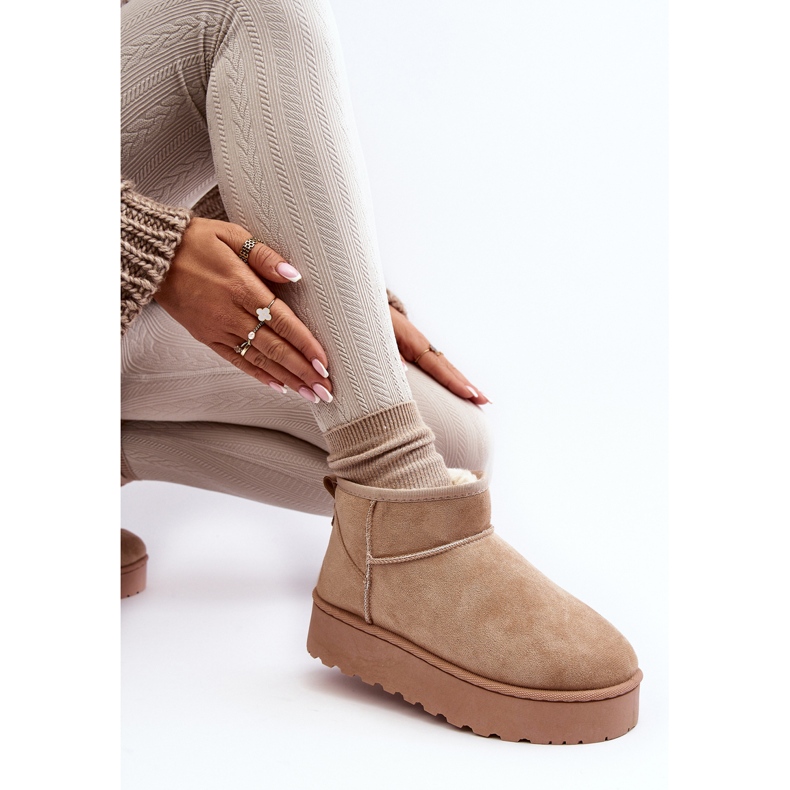 Stivali da neve con plateau da donna e fodera in pelliccia, Xamella Beige 1