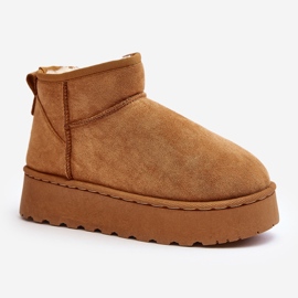 Stivali da neve con plateau da donna isolati con pelliccia Xamella color cammello marrone 2