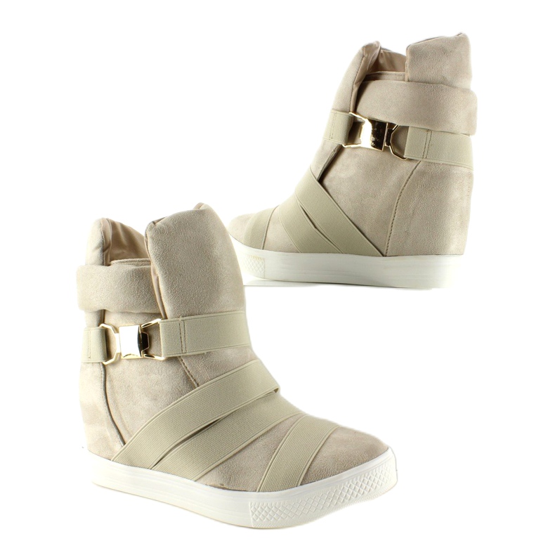 Sneakers con strisce in gomma F-215 Beige 1