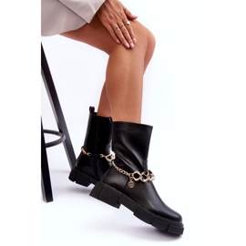 Stivali Alti In Pelle Con Catena Nera Pugen nero 6