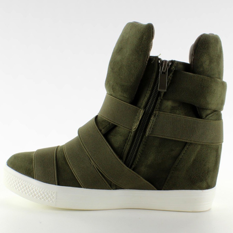 Sneakers con strisce in gomma F-215 Olive verde 2