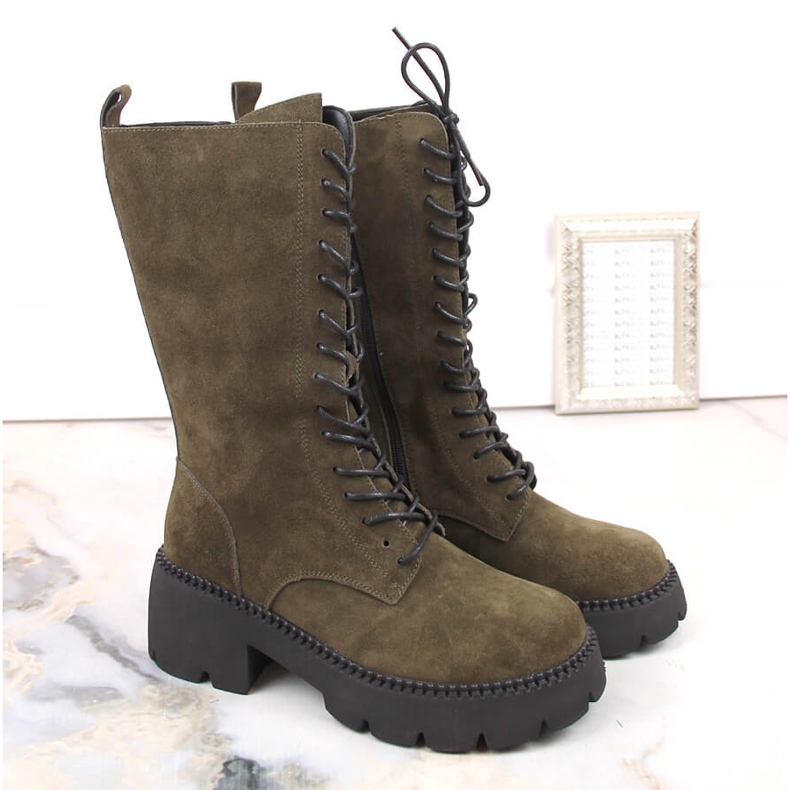 Stivali corti da donna in pelle, isolanti color kaki T.Sokolski Gs Z23-197 verde 1