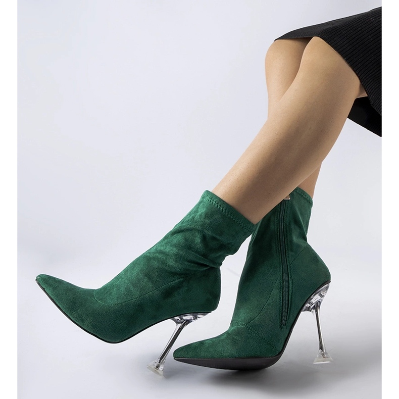 Stivaletti verdi con tacco decorativo di Ferguson verde 1