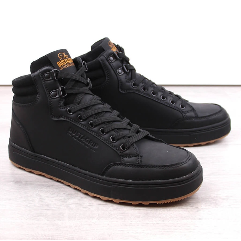 Scarpe sportive alte da uomo in pelle, Bustagrip nero 1