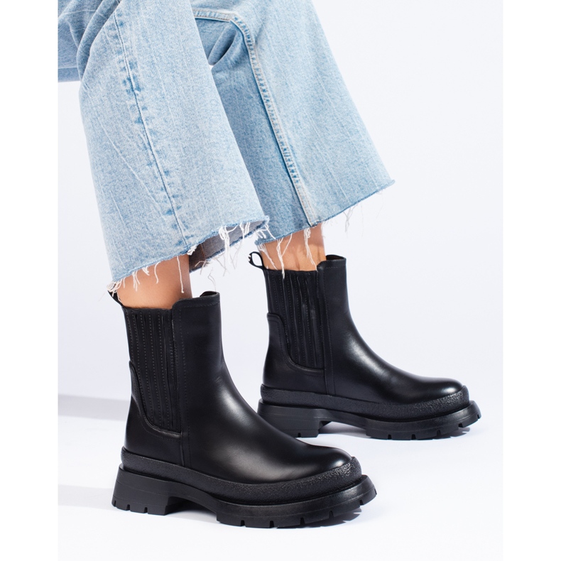 SHELOVET Stivaletti Chelsea neri con suola spessa nero 1