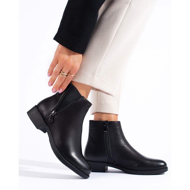 SHELOVET Stivaletti classici bassi neri con cerniera decorativa nero 1