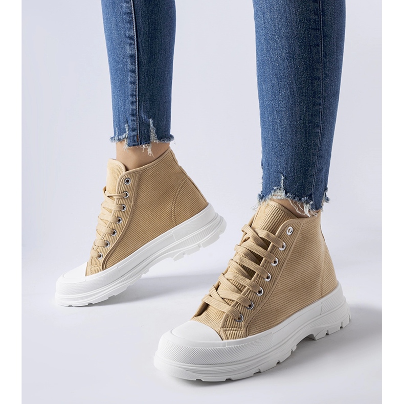 Sneakers alte beige scuro di Villaggio 1
