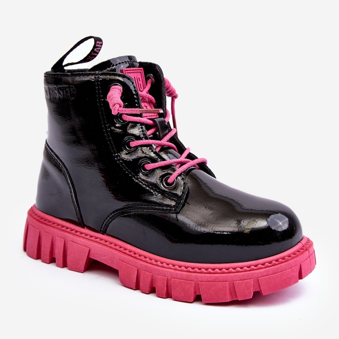Stivali da bambino isolati in vernice Big Star MM374148 Nero e rosa 1