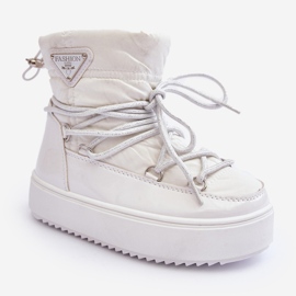Stivali da neve stringati isolanti per bambini bianchi Colina bianco 1