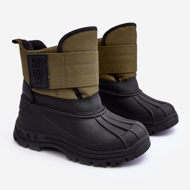 Stivali da neve isolati in velcro per bambini Khaki Big Star MM374123 verde 1