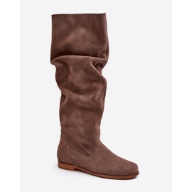 Stivali al ginocchio da donna in pelle scamosciata Maciejka 05790-04 Beige 1