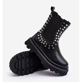 Stivaletti Chelsea da bambina decorati con strass, Nero Adelie 1