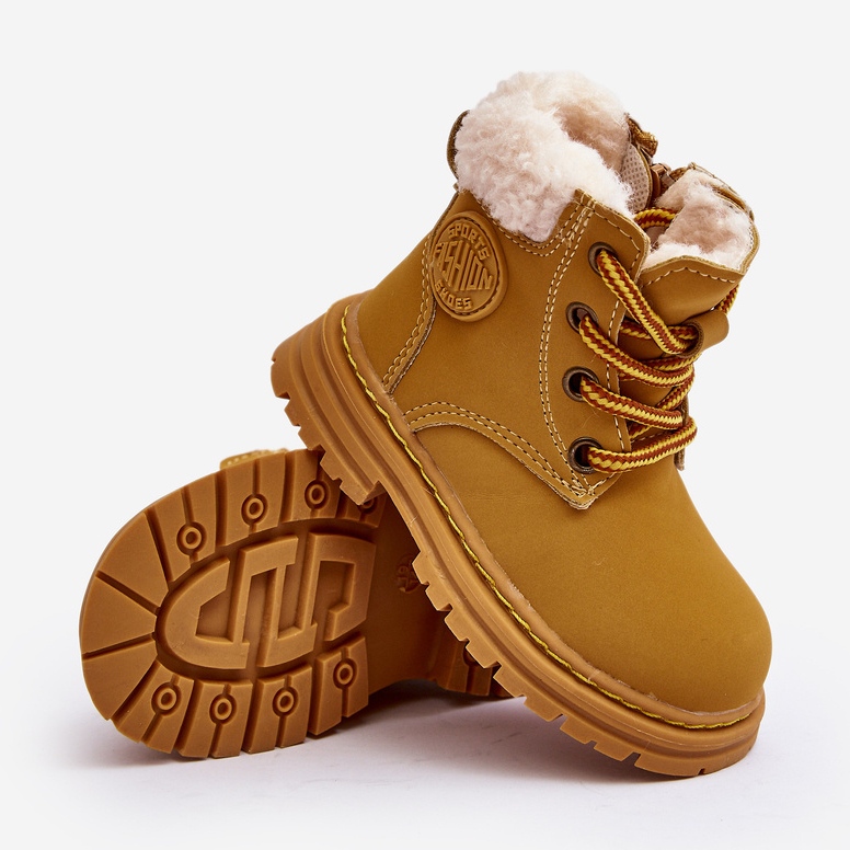 Stivali con cerniera Trappers per bambini Camel Marialee con pelle di pecora marrone 1
