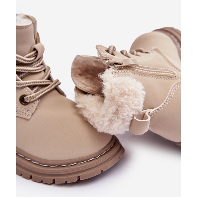 Stivali Trapper per bambini con cerniera e pelle di pecora Beige Marialee 1