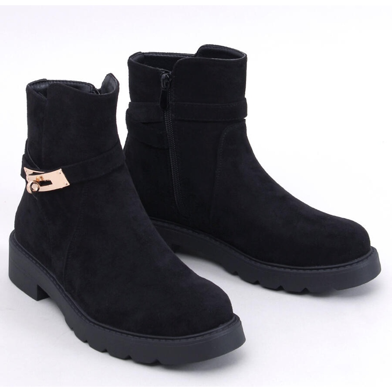 Drapers Stivaletti piatti in camoscio nero 1