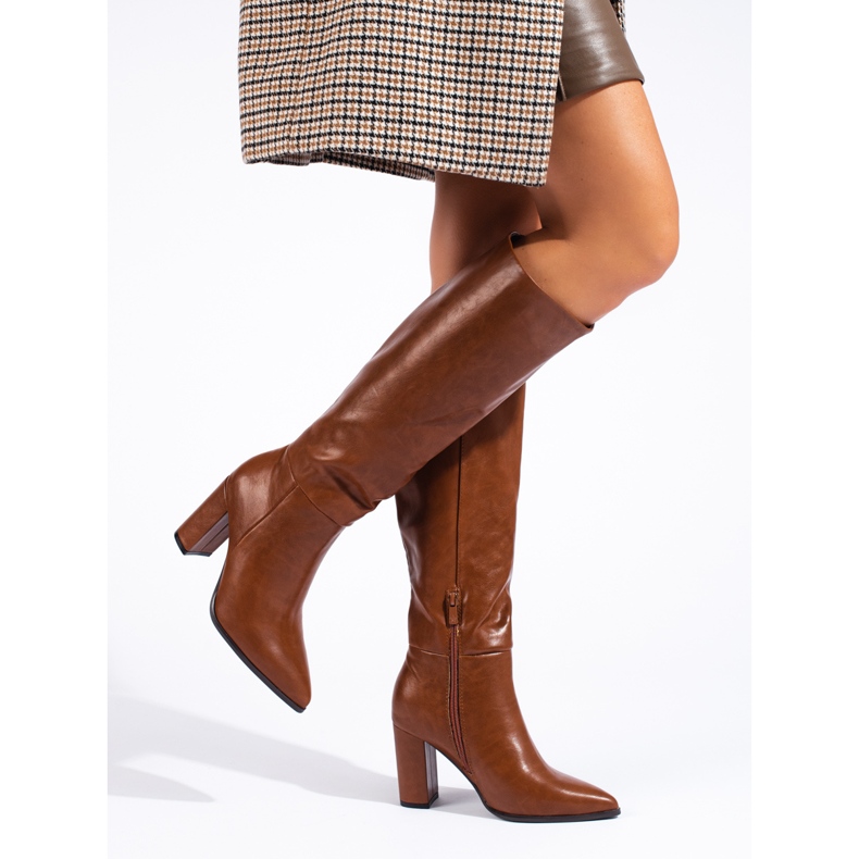 Stivali con tacco da donna marroni Shelovet marrone 1