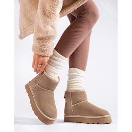 W. Potocki Stivaletti in pelle scamosciata beige con pelliccia di Potocki 1