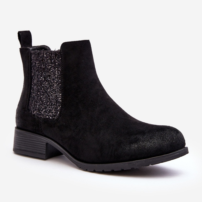 Stivaletti Chelsea da donna con tacco piatto, Sauamia Nero 1