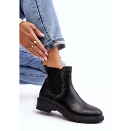 Stivaletti Chelsea da donna con gambale basso e tacco piatto, Nero Kassona 1