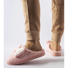 Calde pantofole rosa con fiocco 2