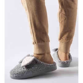 Calde pantofole grigie con fiocco Delfio grigio 1