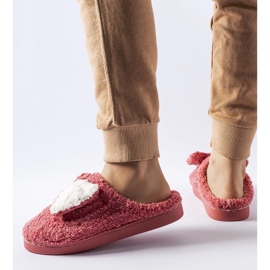 Calde pantofole rosa scuro con fiocco Delfio 1