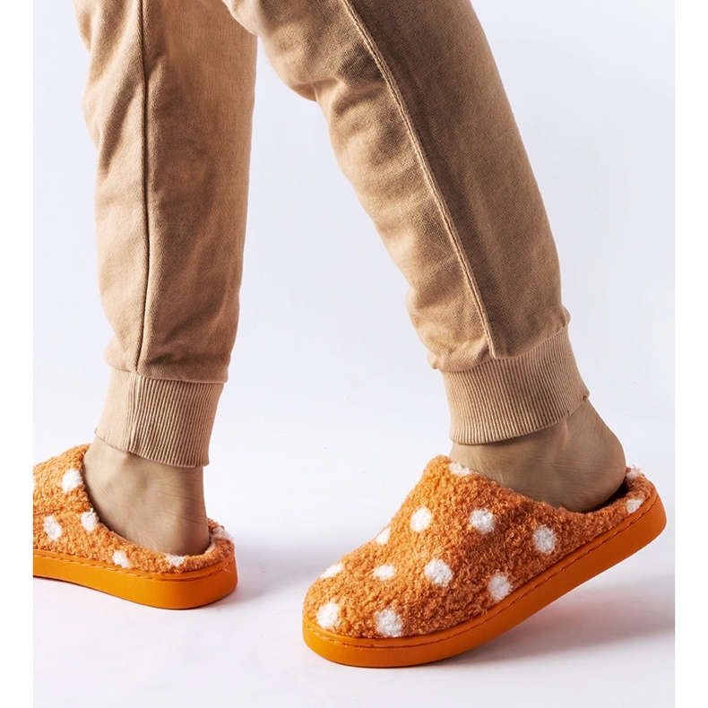 Calde pantofole arancioni con pois bianchi arancia 1