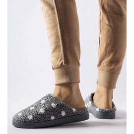 Calde pantofole grigie con pois bianchi grigio 1