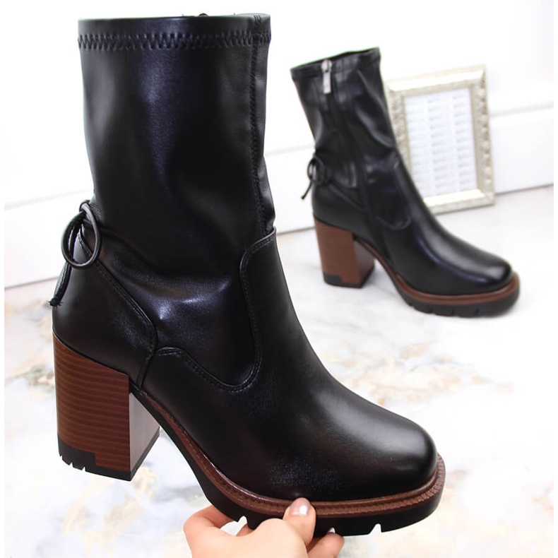Stivaletti da donna con tacco alto e plateau, isolanti neri Potocki SZ12258 nero 1