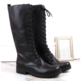 Comodi stivali da donna in pelle con isolamento nero Rieker 78543-00 1